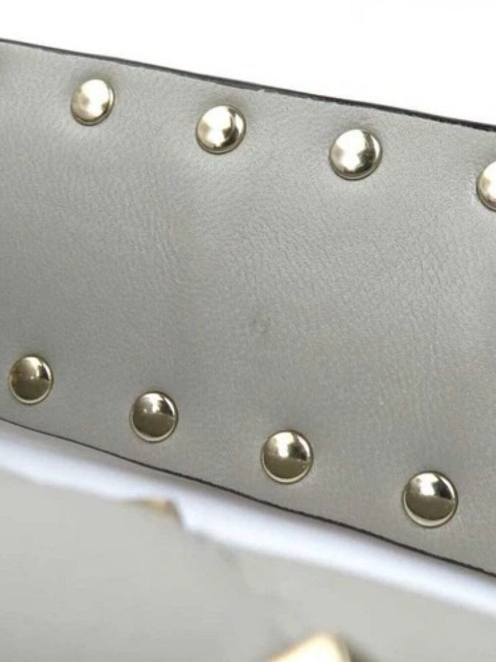 Auth Valentino Garavani Rockstud Handbag Shoulder Bag Light Gray/Gold - e61152g - Picture 15 of 16